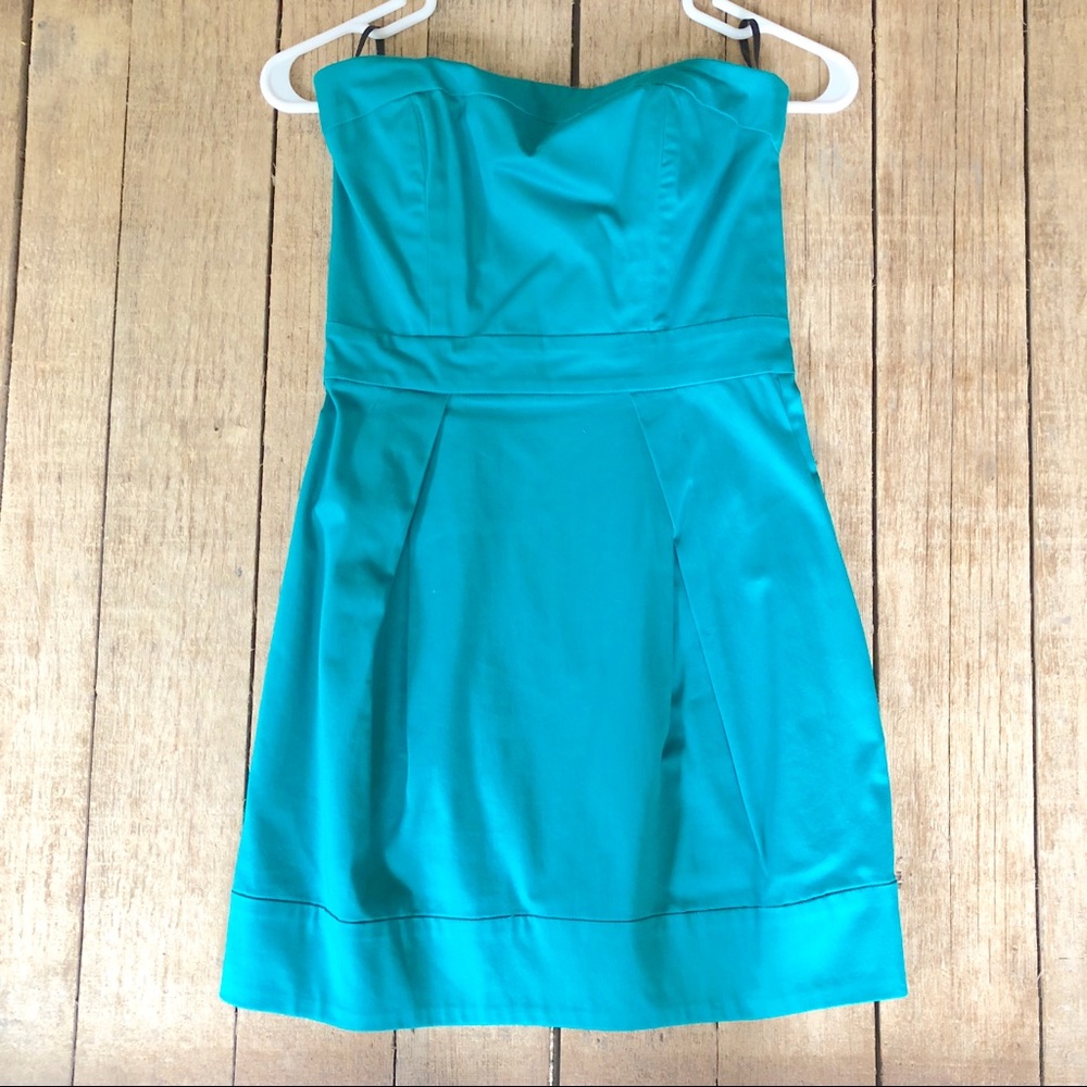 French Connection Strapless Mini Dress teal sz 4